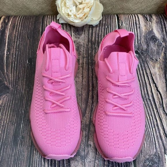 La sheelah Shoes New Bubble Air Cushion Lace Up Knitted Pink